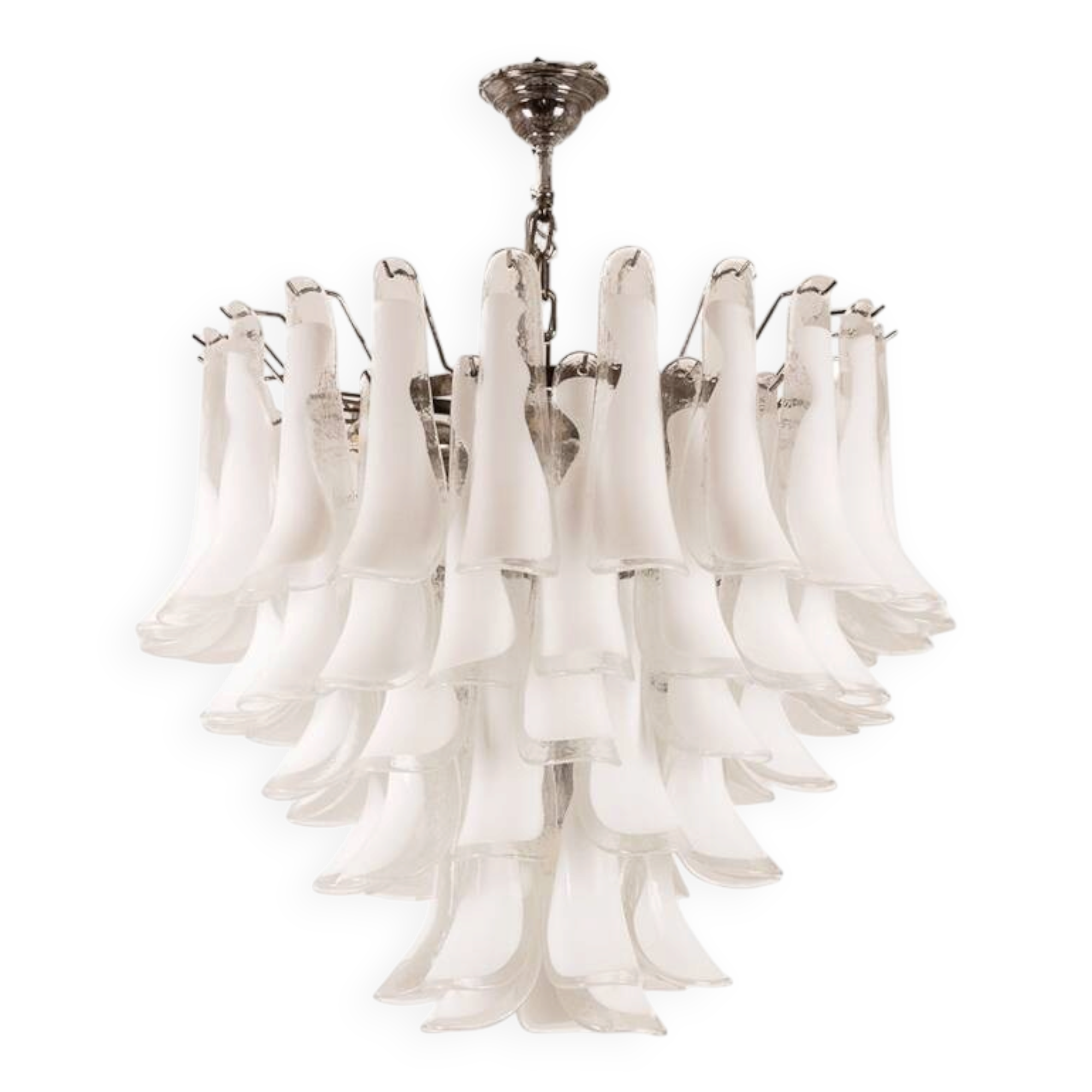 Murano glass chandelier in white and translucent glass