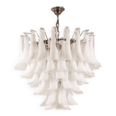 Lustre en verre de Murano en verre blanc et translucide