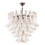 Murano glass chandelier in white and translucent glass