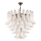 Murano glass chandelier in white and translucent glass