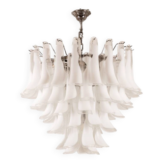 Murano glass chandelier in white and translucent glass