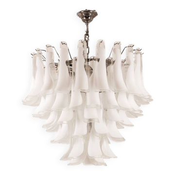 Murano glass chandelier in white and translucent glass