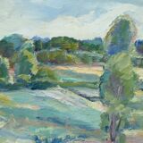 Katarina Fontaine, Swedish Modern Landscape, Oil on Panel, 1950s, Framed