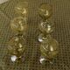 6 wine glasses in khaki green hand-blown glass, large model, vintage