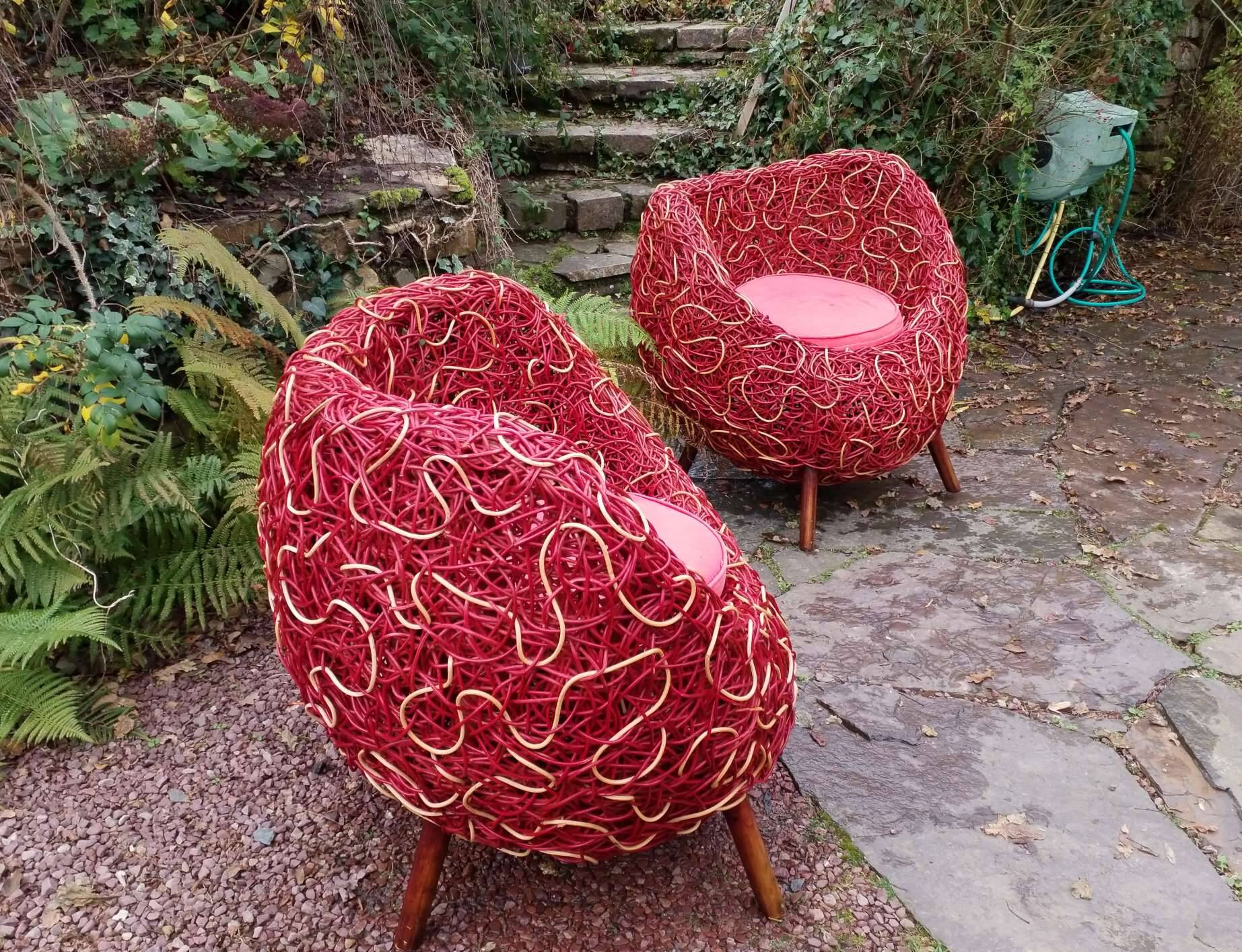 Pair of rattan armchairs