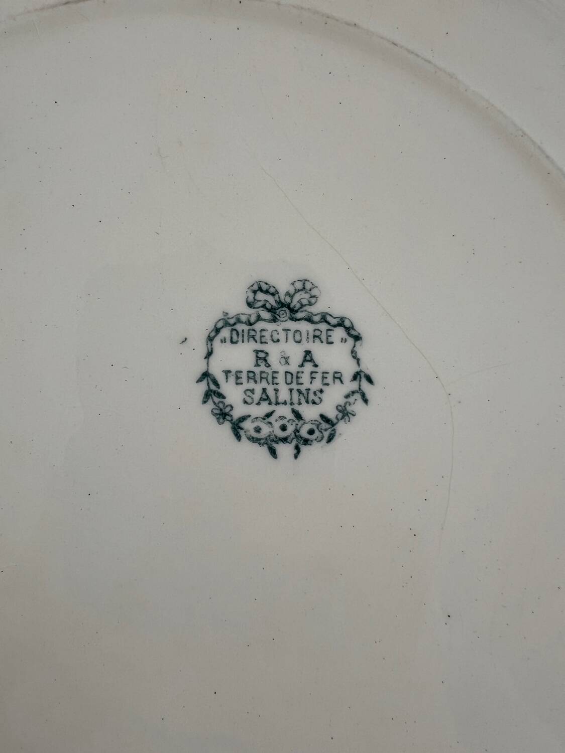 Large ironstone plate, Directoire, Salins.
