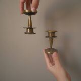 Pair of antique brass candlesticks Scandinavian country decoration gold metal candelabra candlesticks