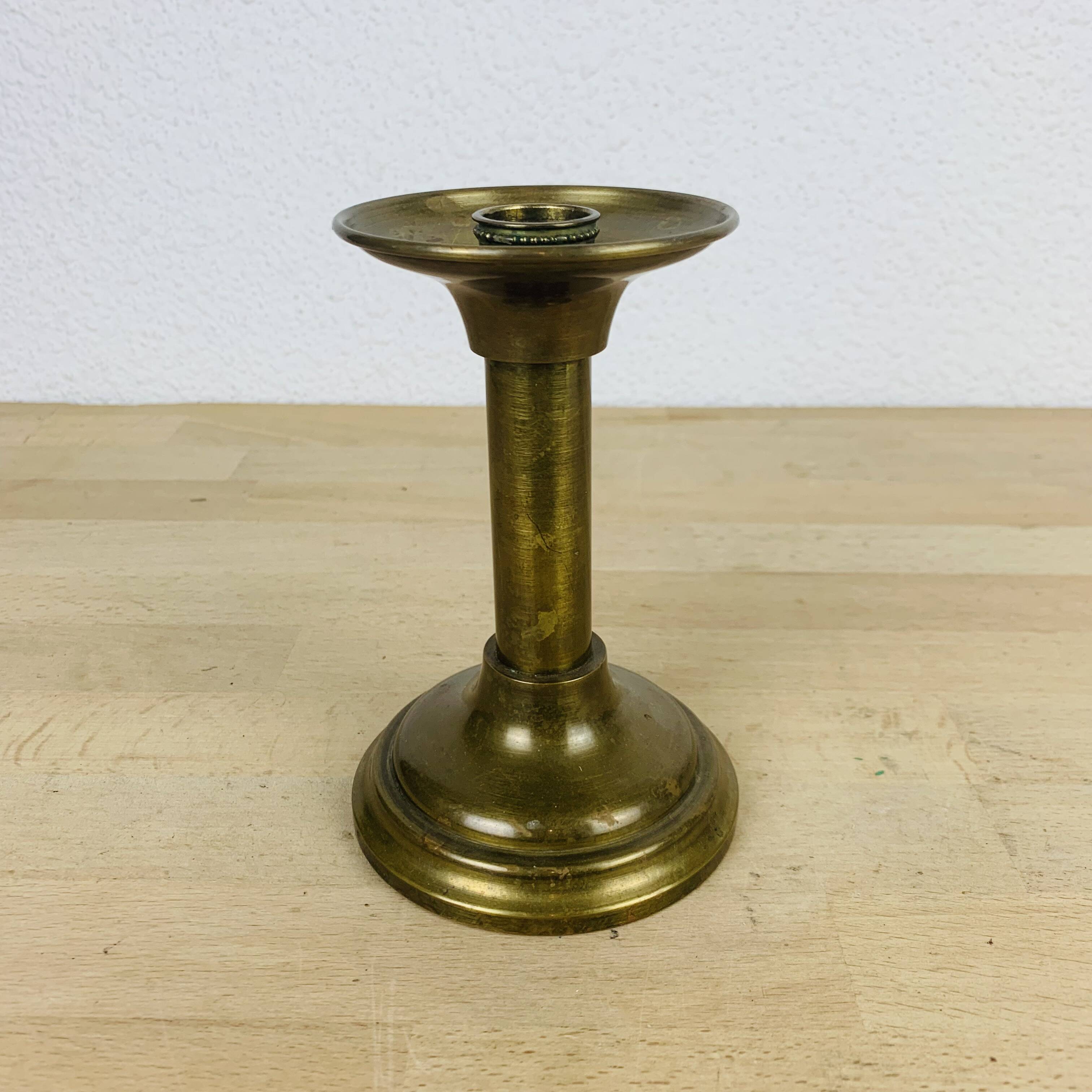 Vintage golden brass candle holder