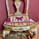 Venetian Lacquered Rococo-Style Armchairs with Hand-Painted Floral Décor and Theater-Inspired Upholstery, Set of 2