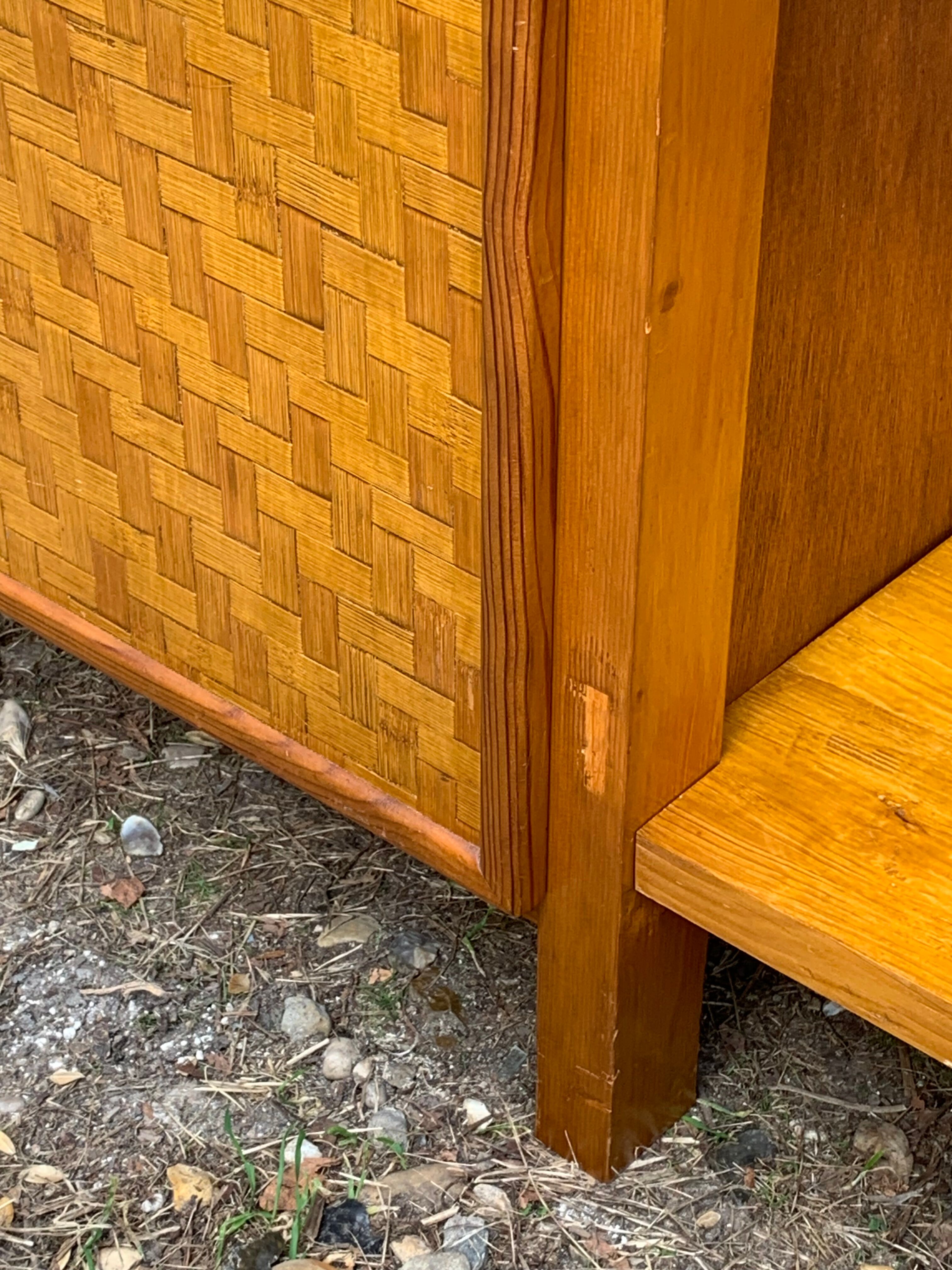 Bamboo cabinet woven and modular pine vintage 1960