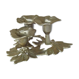 Vintage bougeoir en laiton 3 fleurs