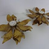 Golden Flower Shape Flushmounts by Hans Kögl, 1970s, Set of 2