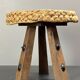 Midcentury braided rope tripod stool in the style of Audoux & Minet, 1950s