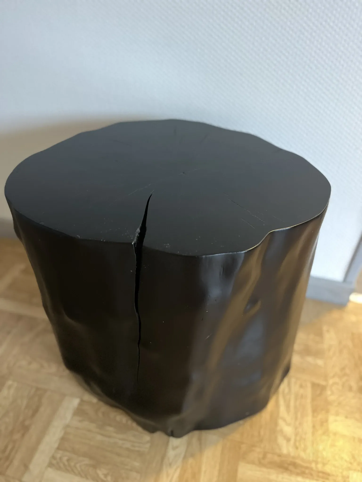 Black solid wood side table