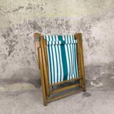 Vintage wooden and canvas folding garden chair