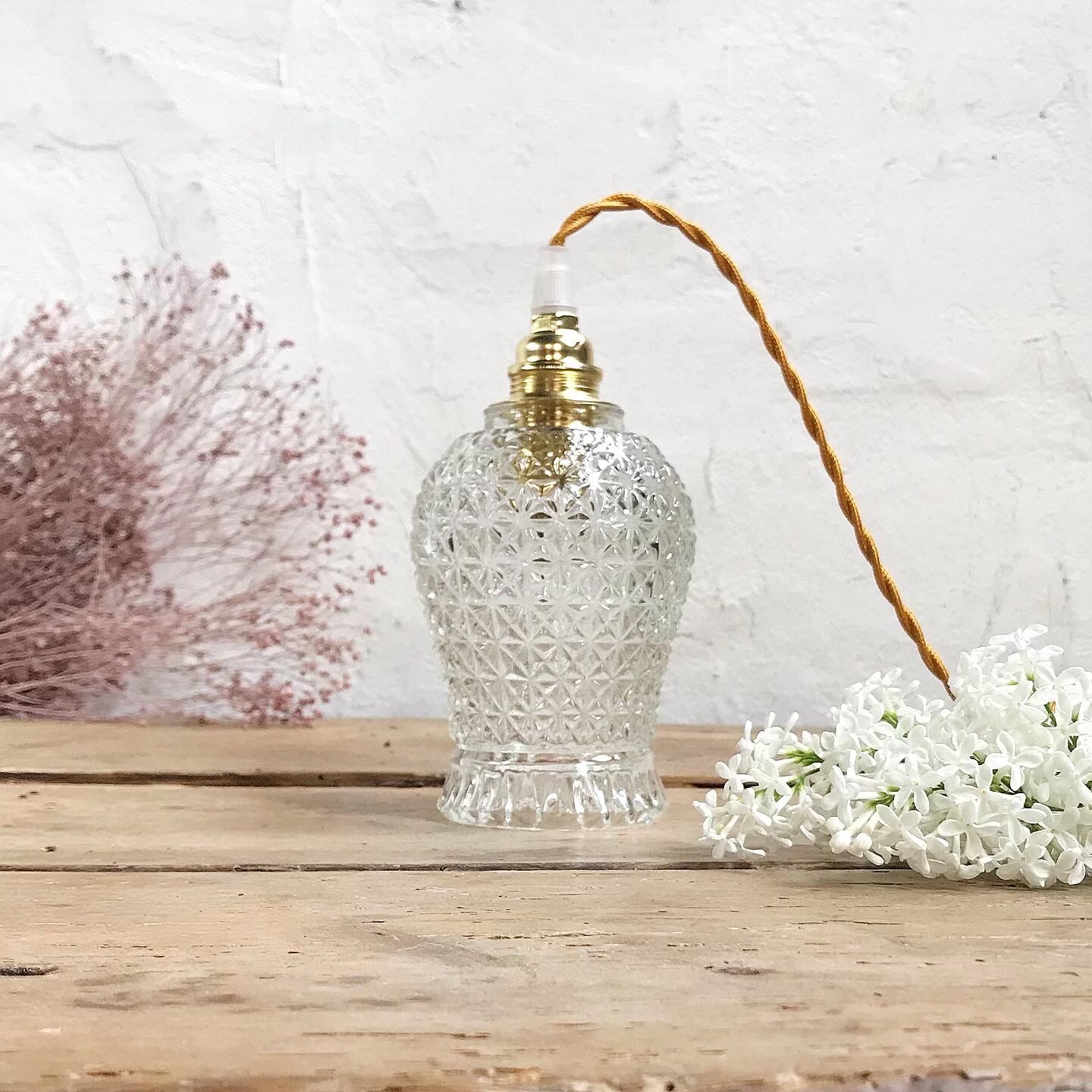 Vintage glass hanging lamp