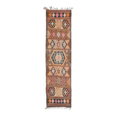 Tapis couloir vintage turc en laine et coton noué à la main des années 1970, 91x355.