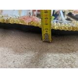 2000s Venetian Oval Gold and Pink Floreal Hand-Carving Mirror in Murano Glass Style