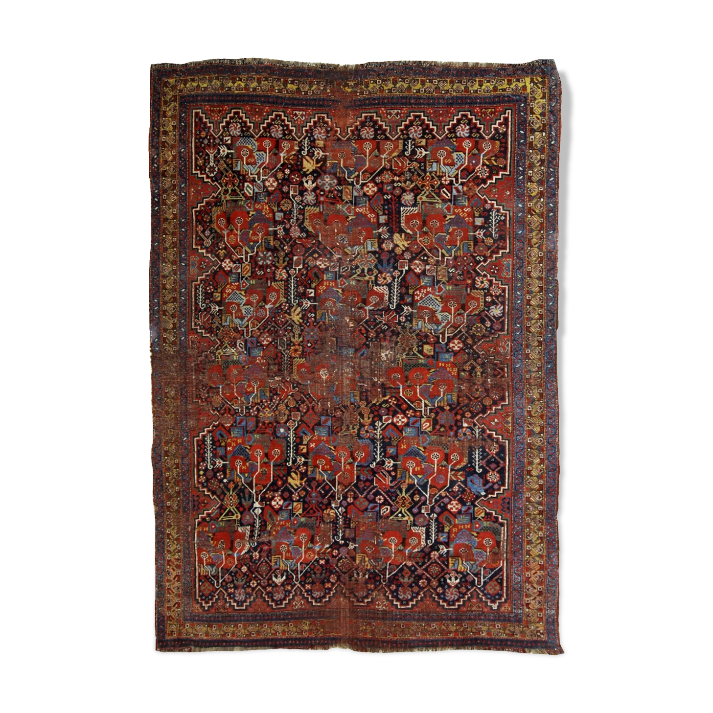 Handmade Oriental antique carpet 149cm x 195cm 1840s