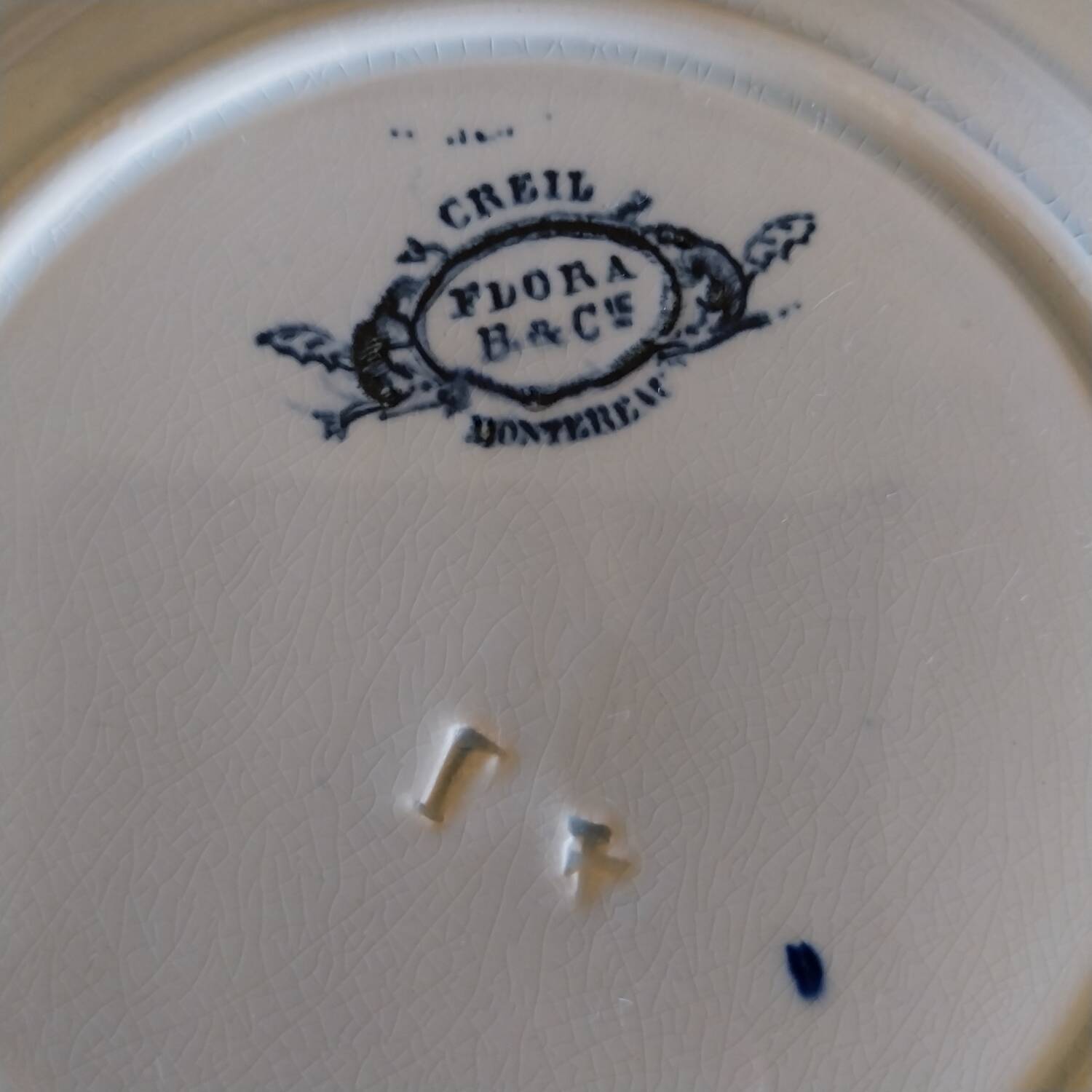 Creil&Montereau Art Nouveau soup plates, Flora model