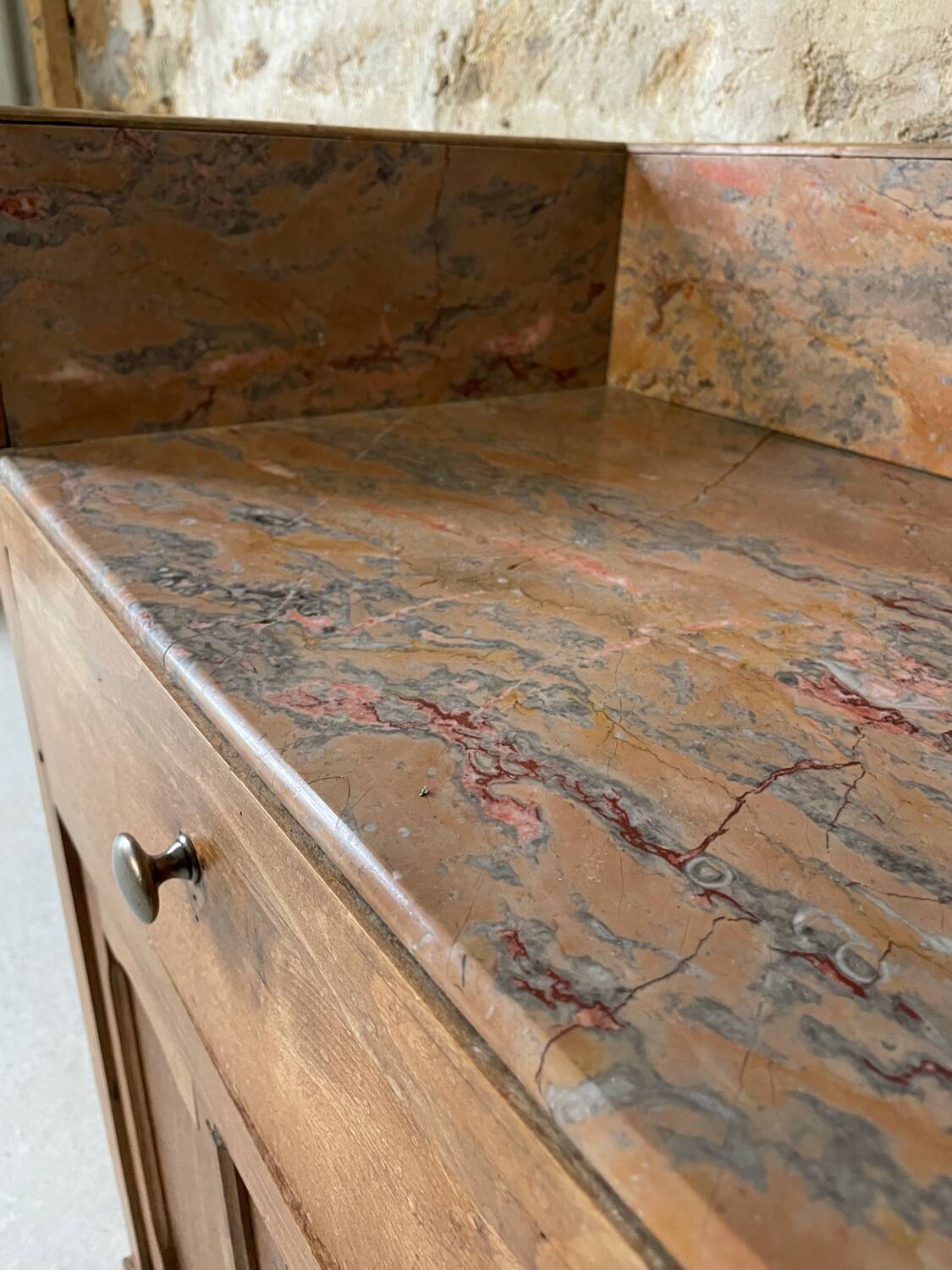 Meuble ancien bois et marbre
