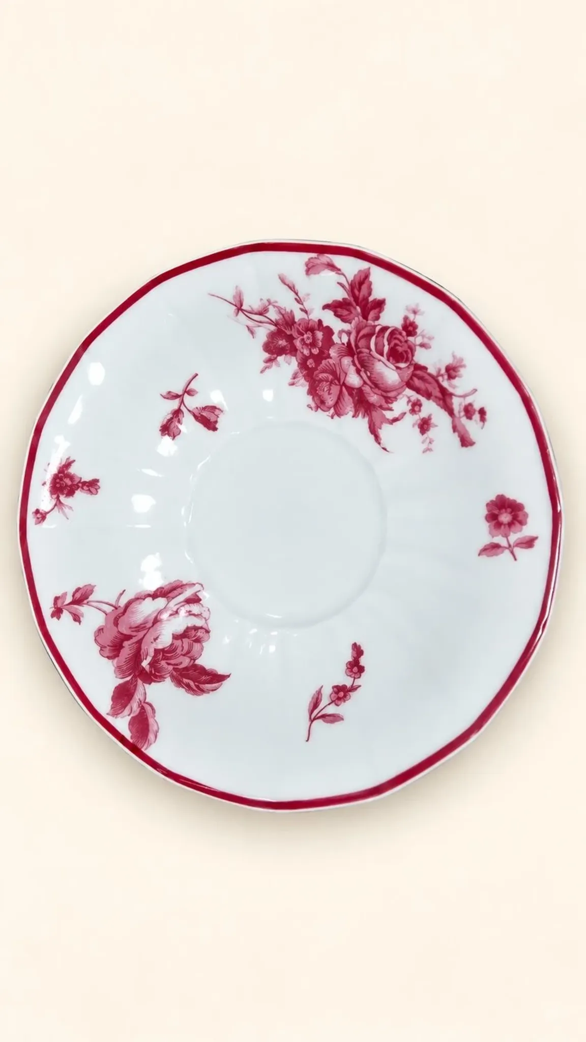 Coffee service Limoges Raynaud & Co – 8 porcelain cups with pink flowers