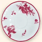 Coffee service Limoges Raynaud & Co – 8 porcelain cups with pink flowers