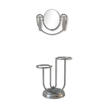 Porte-parapluie avec miroir et brosses années 1920 art déco