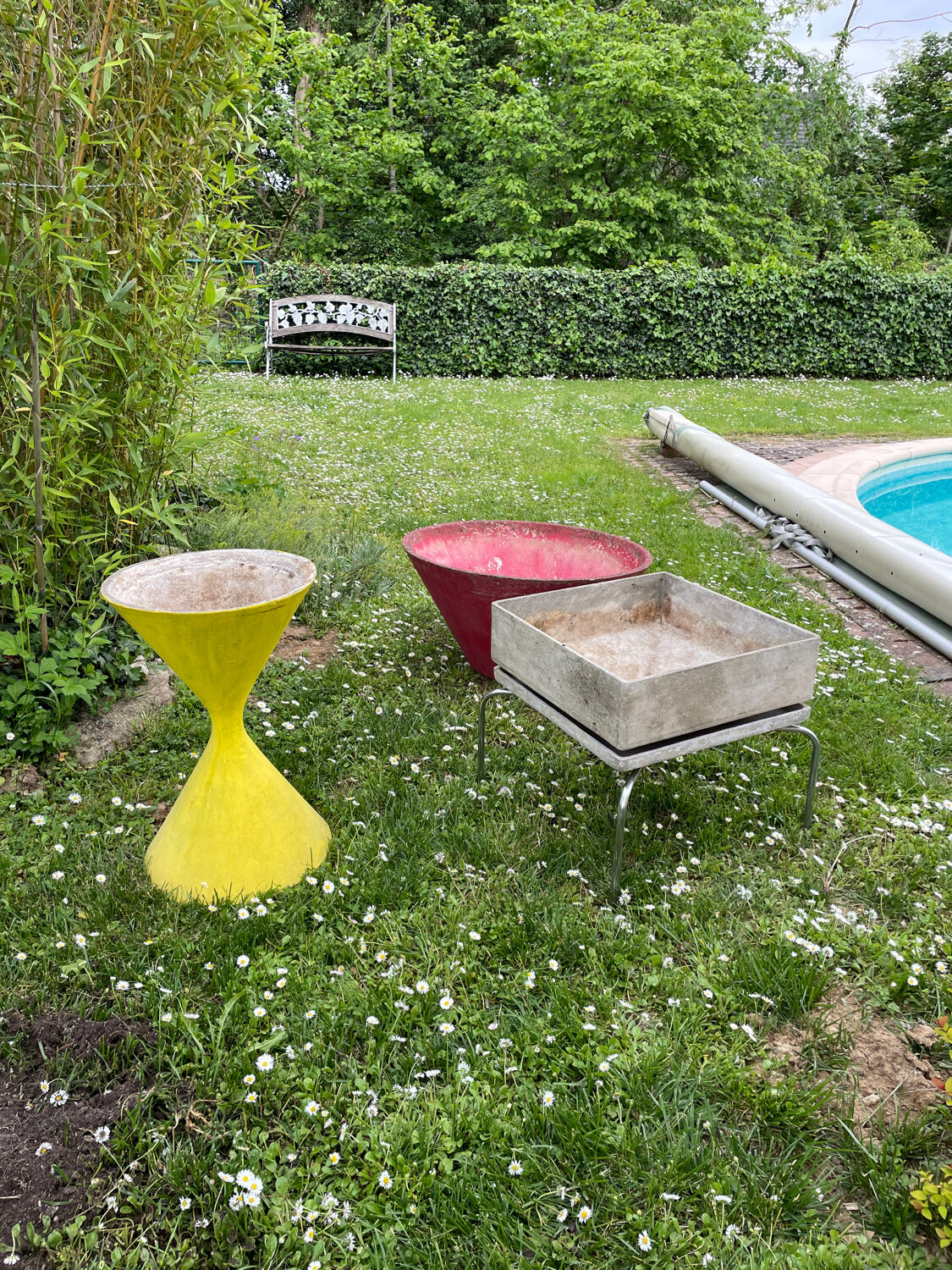 Set of 3 planters in fiber cement Willy Guhl