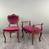 Ensemble chaise et repose-pieds de style louis xv, xixe siècle