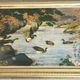 Ancien tableau avec décor d'estampe polychrome de canards dans la nature