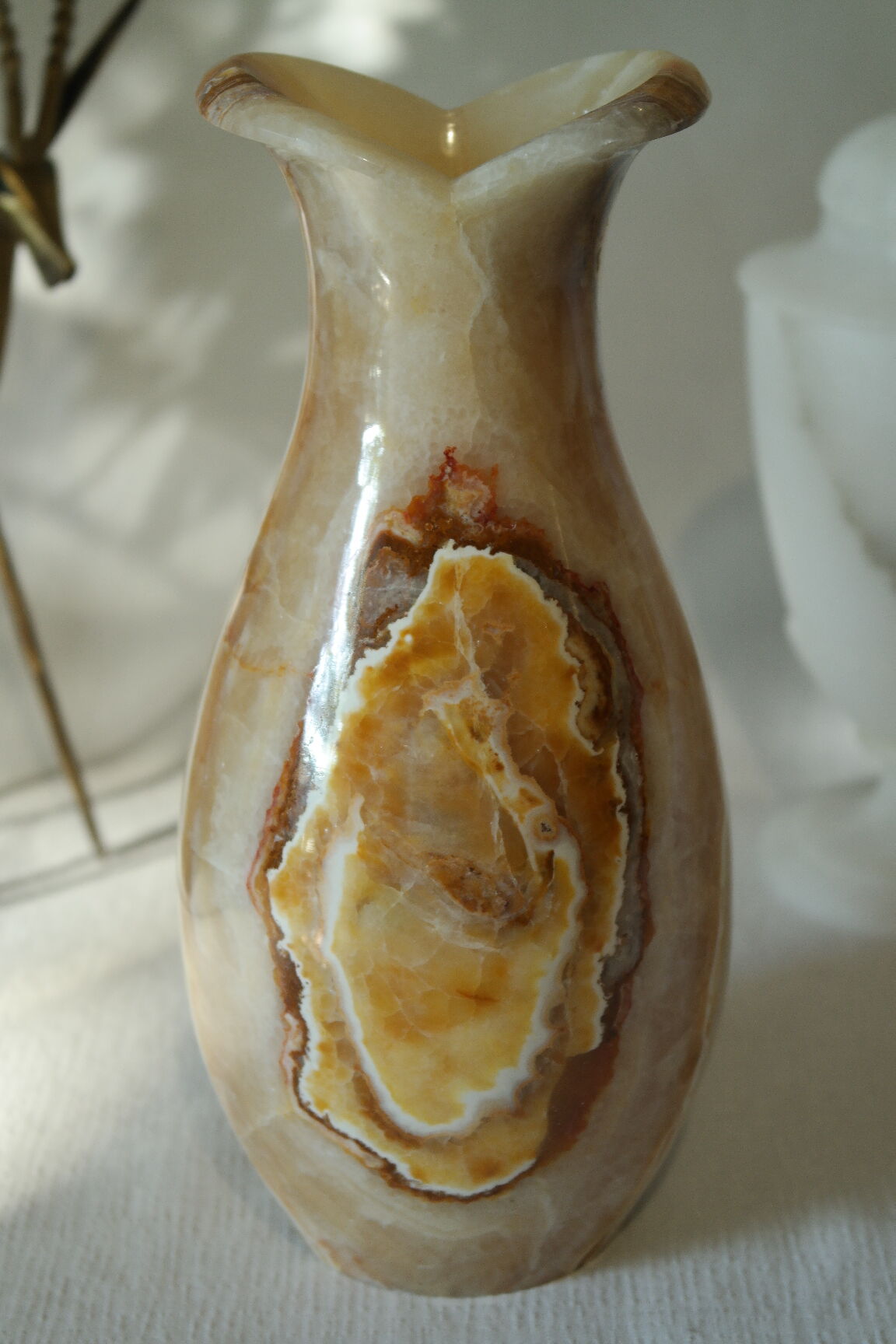 Vase en pierre onyx agathe vintage