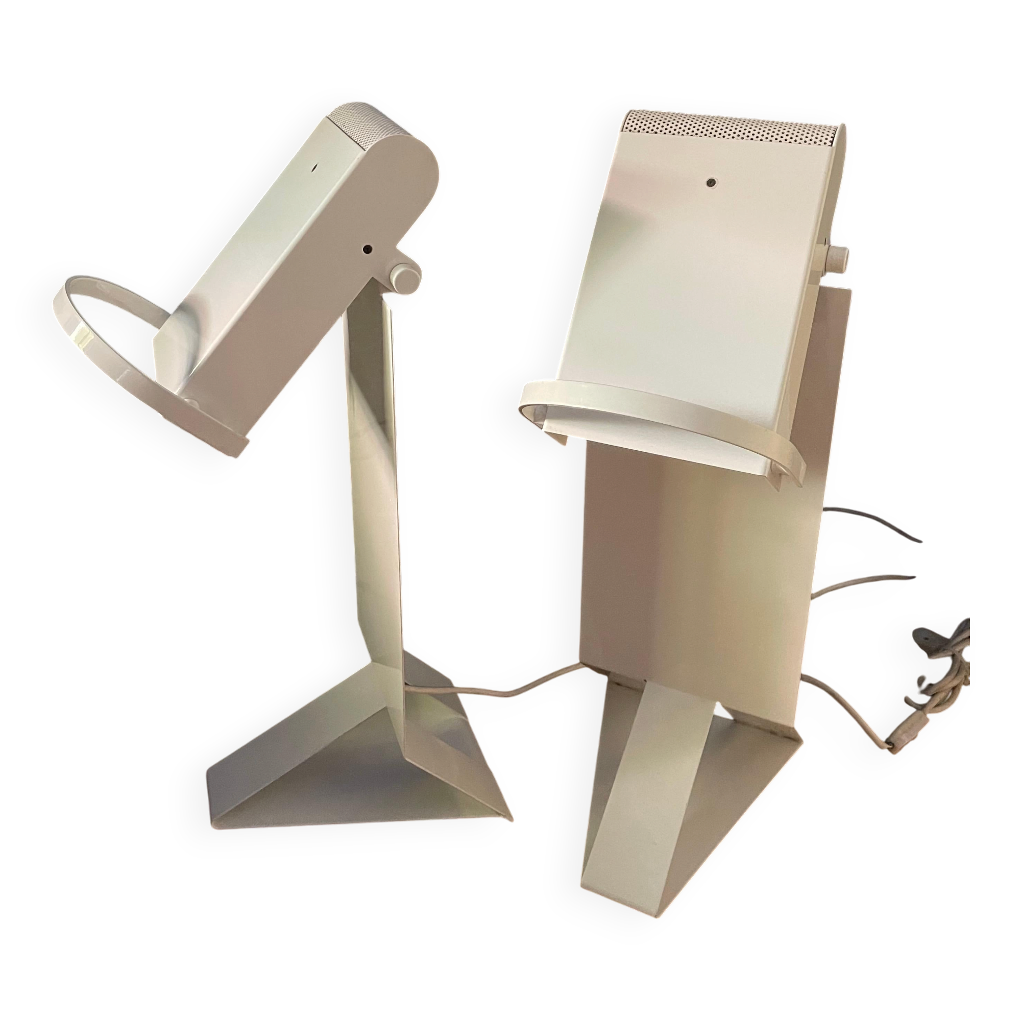 Pair of Vintage Italian Postmodern Loft  Table Lamps in Metal