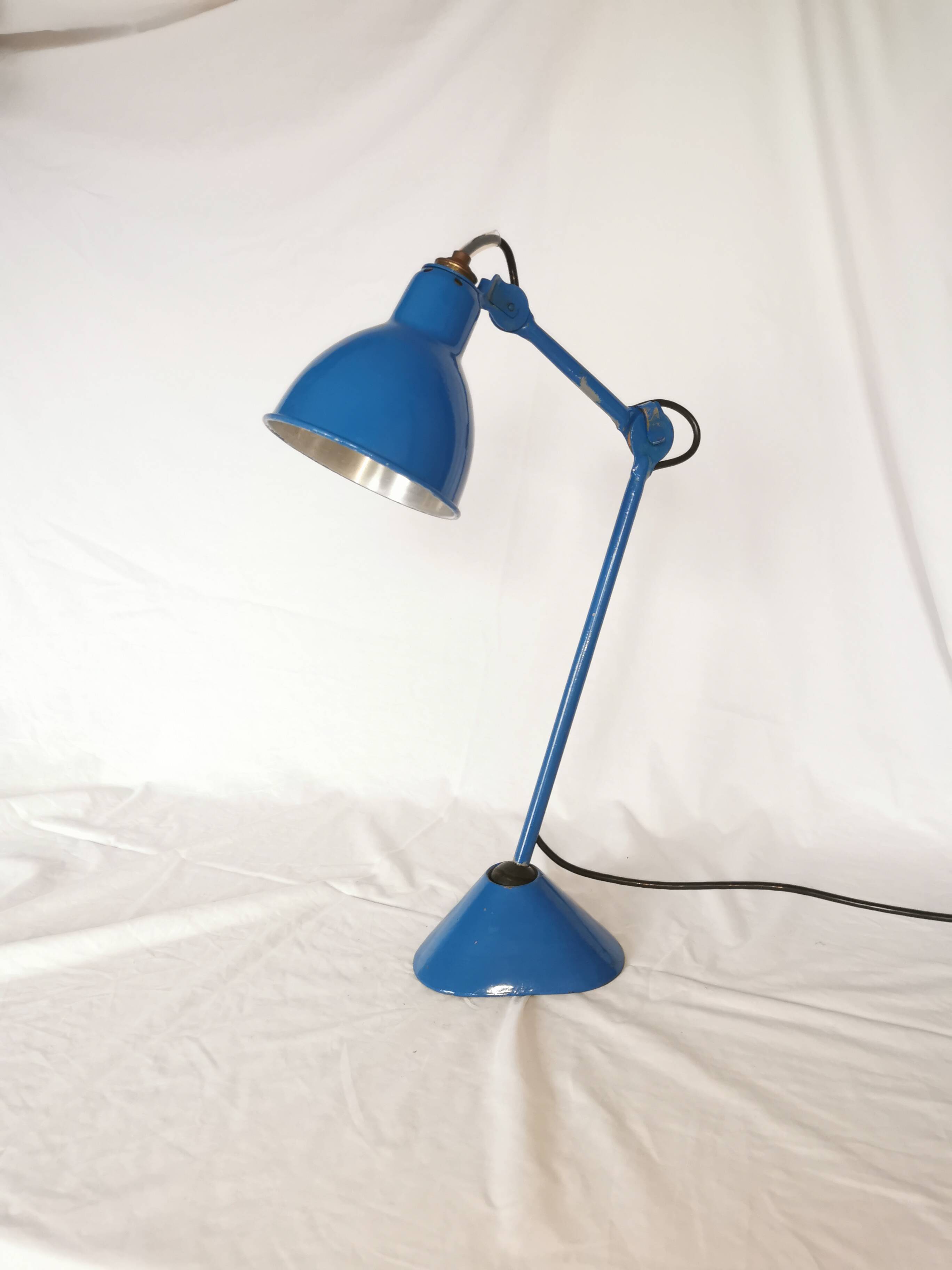 RAVEL articulated lamp, model 205 blue, Bernard Albin Gras, Clamart, France, 1932