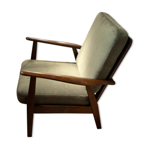 Fauteuil scandinave vintage - velours vert