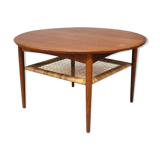 Table basse en teck avec étagère de cordon estampillée « Møbelintarsia », années 1950