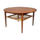 Table basse en teck avec étagère de cordon estampillée « Møbelintarsia », années 1950