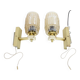 1970s Pair of Two Wall Lamps with Glass Shades, Czechoslovakia