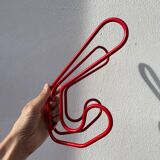 Pair of red metal wall hooks