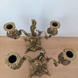 Pair of antique bronze candlesticks in the Louis XV rococo style