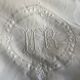 Drap ancien en lin, monogramme MR