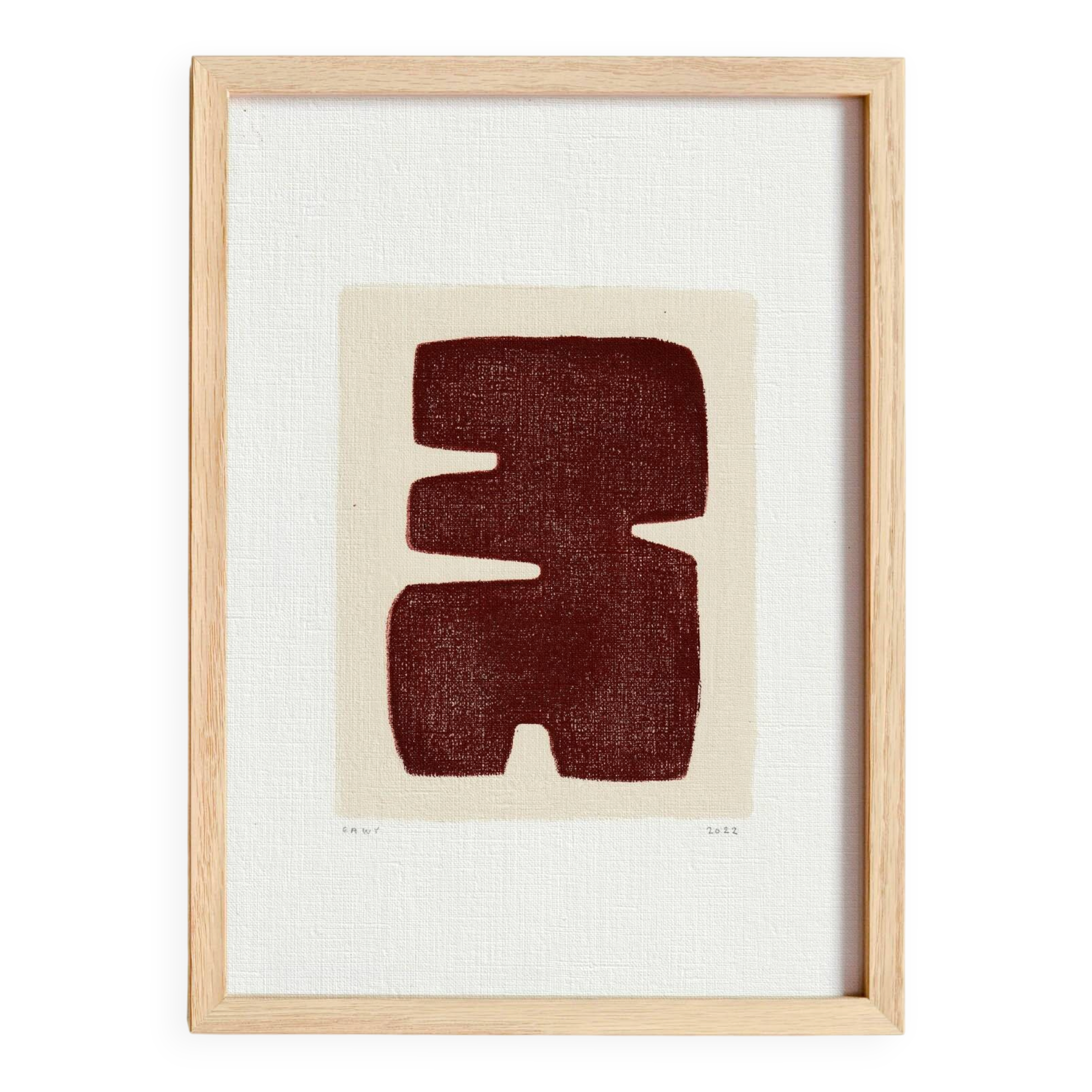 "Maori" brown painting on paper signed eawy