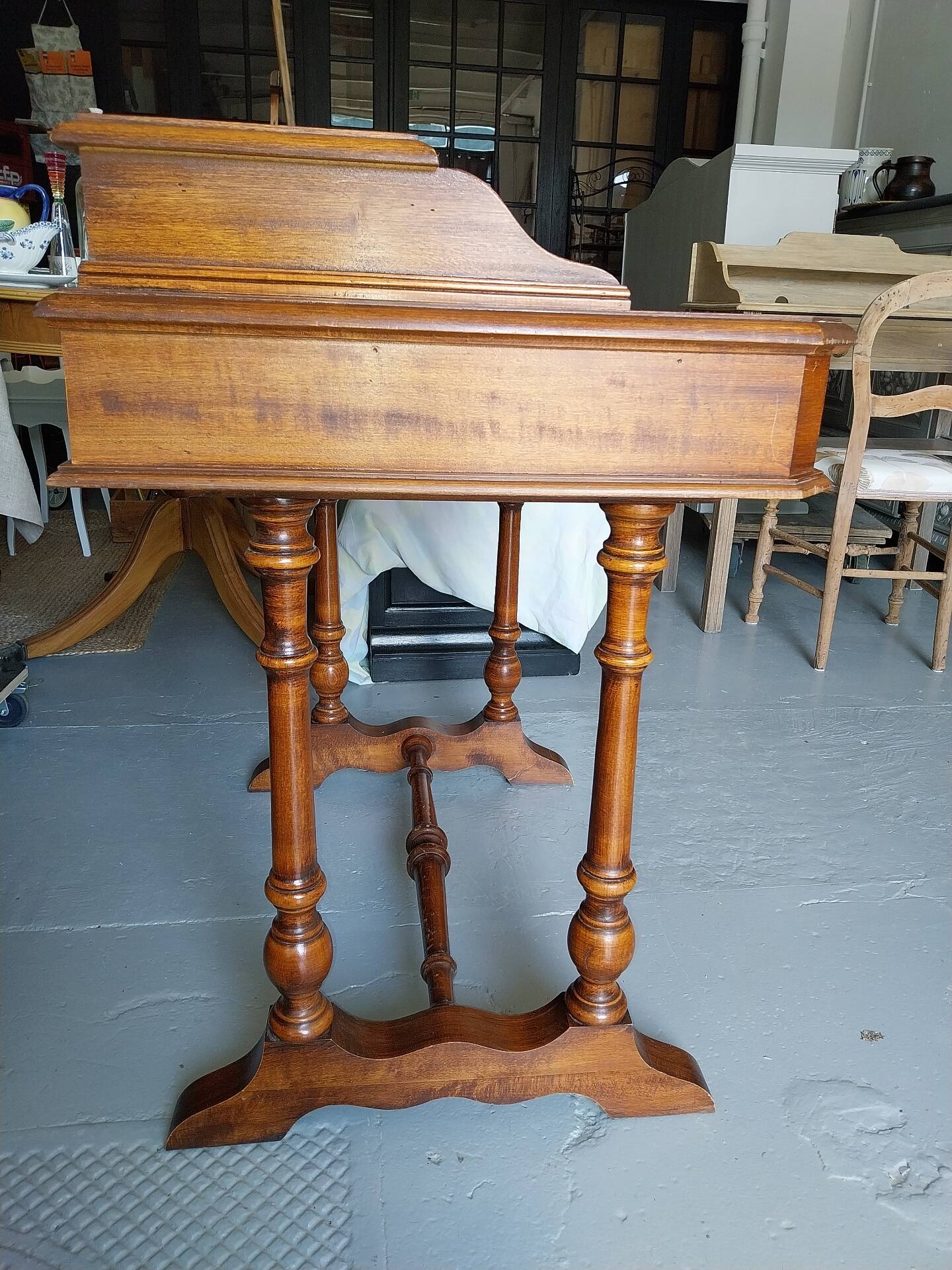 19th-century oak and leather desk