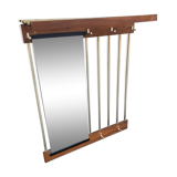 Hanging wall coat rack with vintage mirror 60s