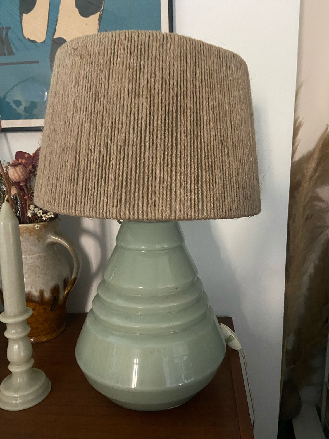 Glass lamp and rope Art Deco