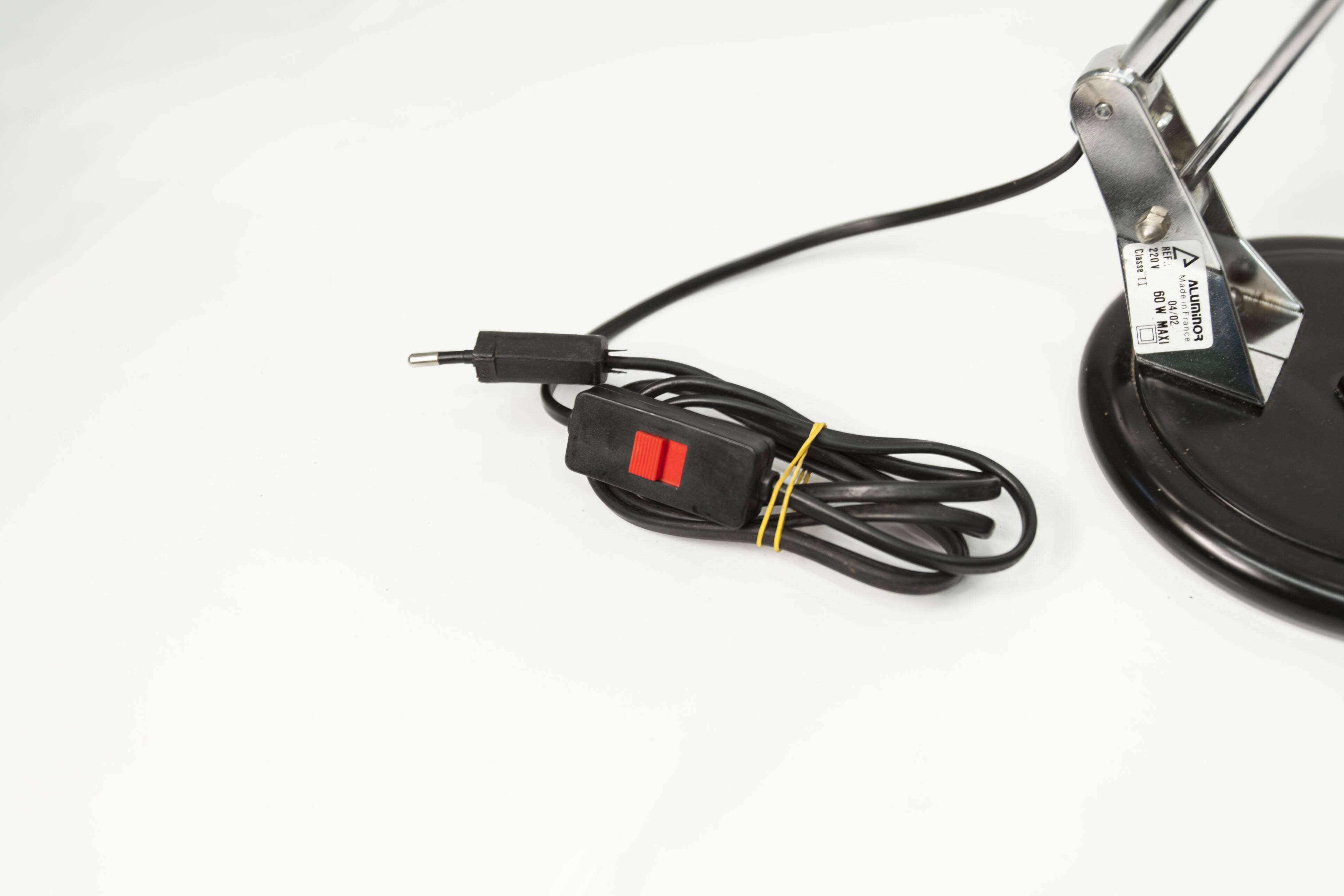 Aluminor 1960 black and chrome lamp Made in France