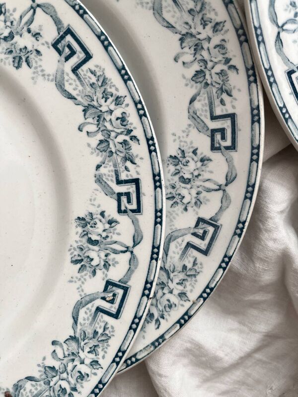 6 assiettes plates en terre de fer « Athènes » Saint Amand et Hamage