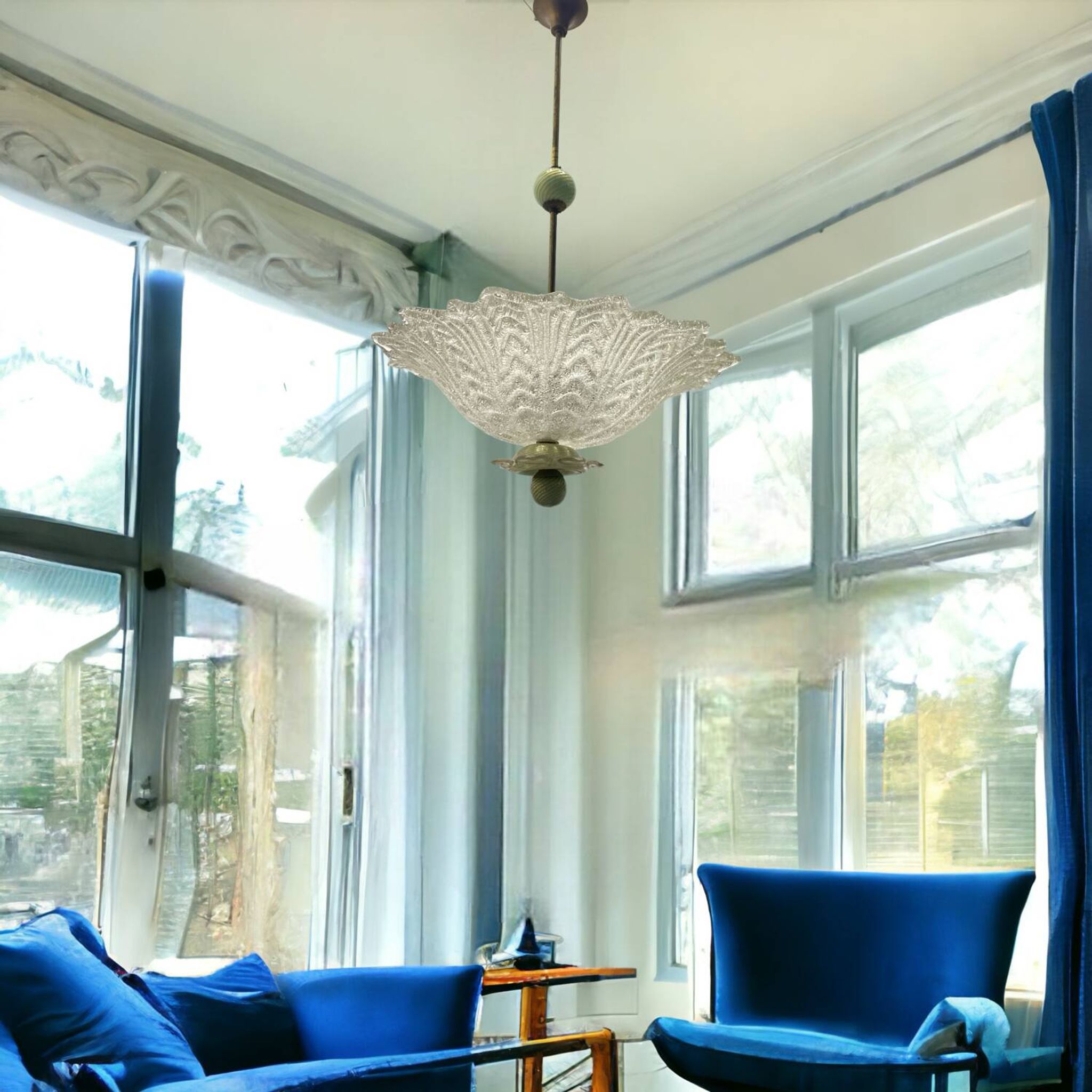 Suspension vintage en verre de Murano 1950