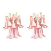 Appliques murales contemporaines en verre de Murano rose "Selle" dans le style Mazzega - une paire