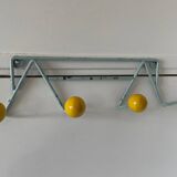 Vintage iron and wood wall coat rack